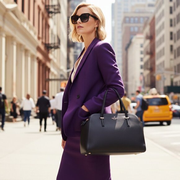 kate spade Cedar Street Elissa Saffiano Leather Handbag Tote Shoulder Bag Black - Picture 2 of 13